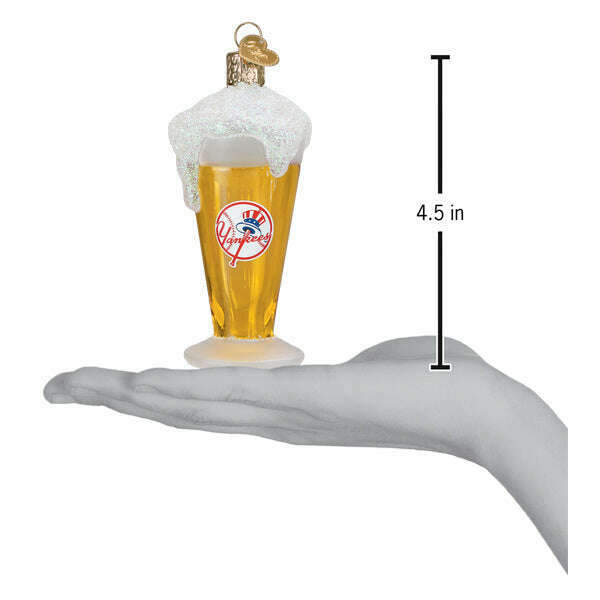 Old World Christmas Yankees Glass of Beer Blown Glass Ornament