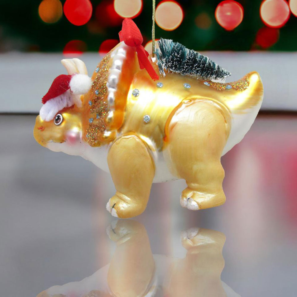 Yellow DInosaur w/Tree Ornament by December Diamonds 