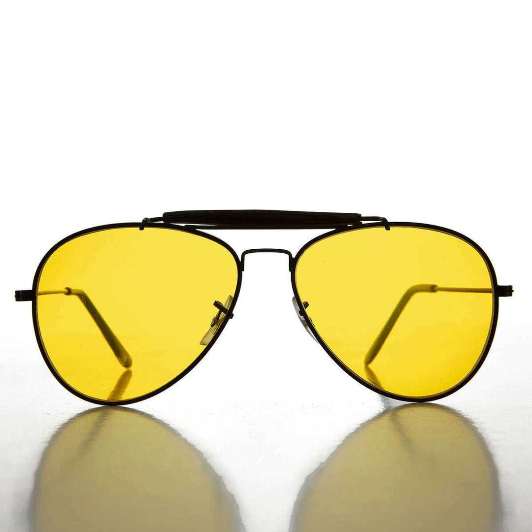 Yellow Lens Aviator with Classic Brow Bar - Dusk