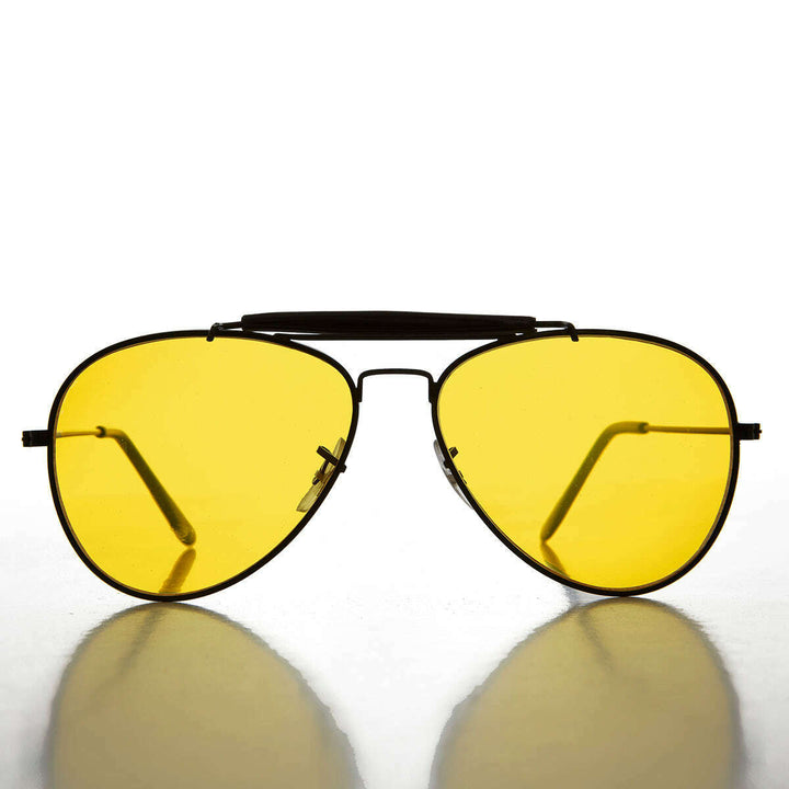 Yellow Lens Aviator with Classic Brow Bar - Dusk