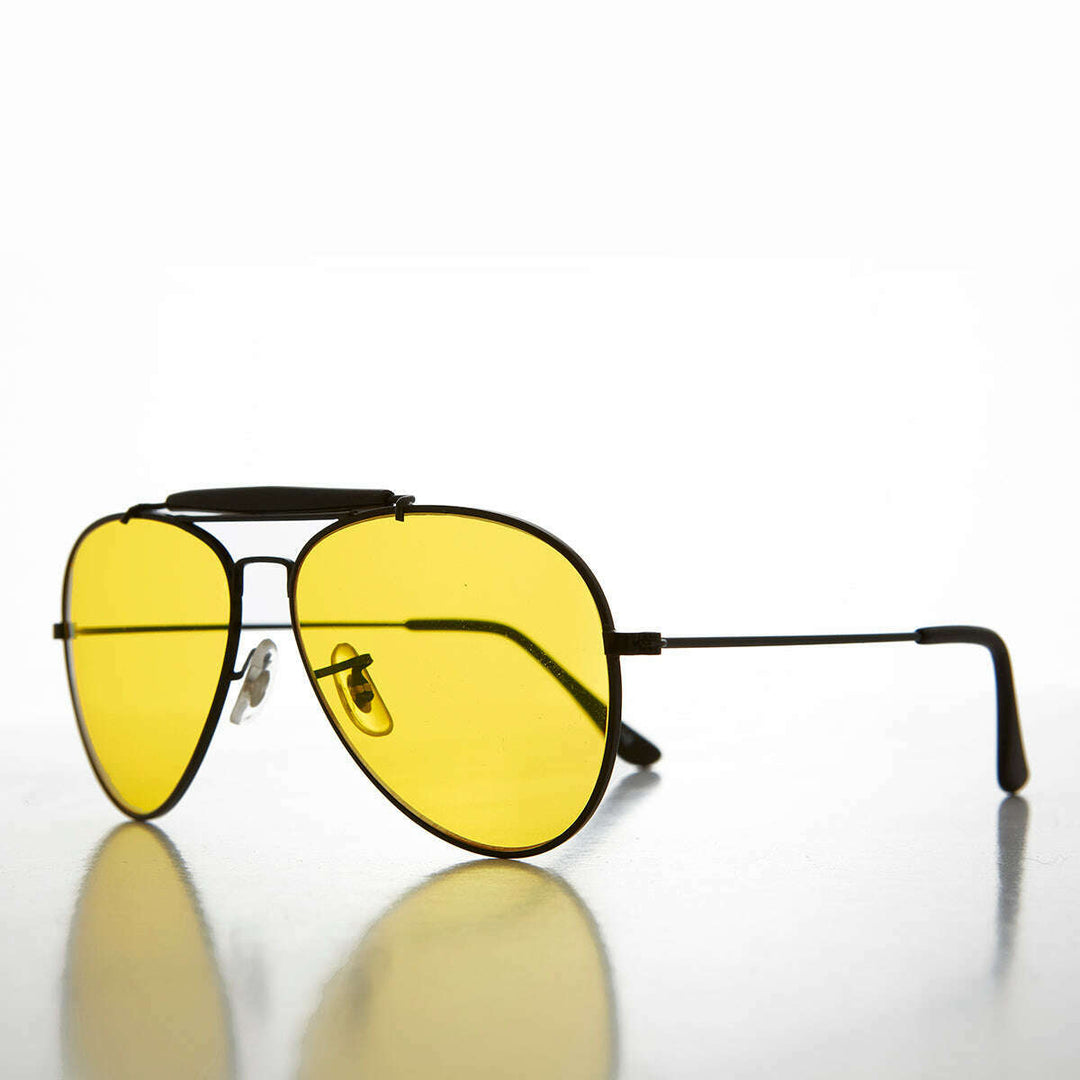 Yellow Lens Aviator with Classic Brow Bar - Dusk