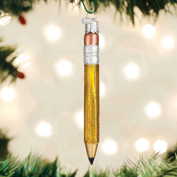 Old World Christmas Yellow Pencil Blown Glass Ornament