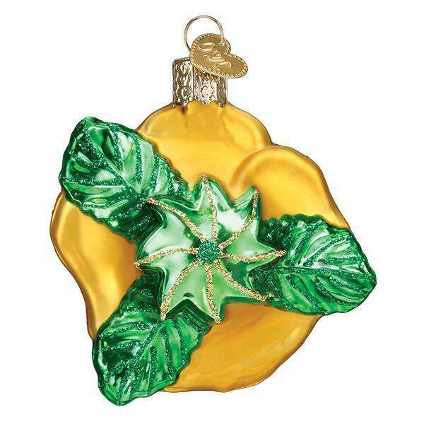 Old World Christmas Yellow Rose Blown Glass Ornament