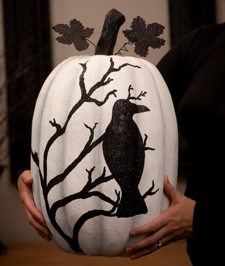 Black & White Raven Pumpkin by Bethany Lowe Designs, image 3