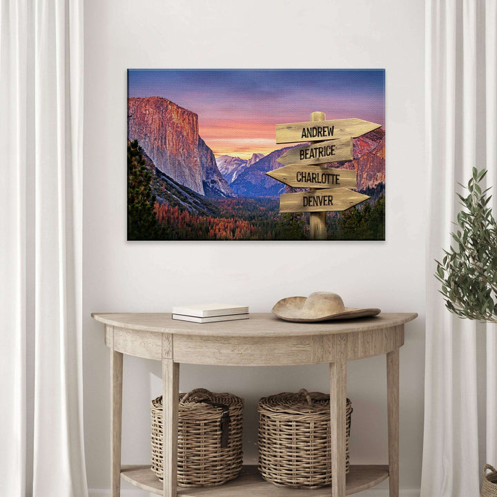 Yosemite Sunset Family Names Sign
