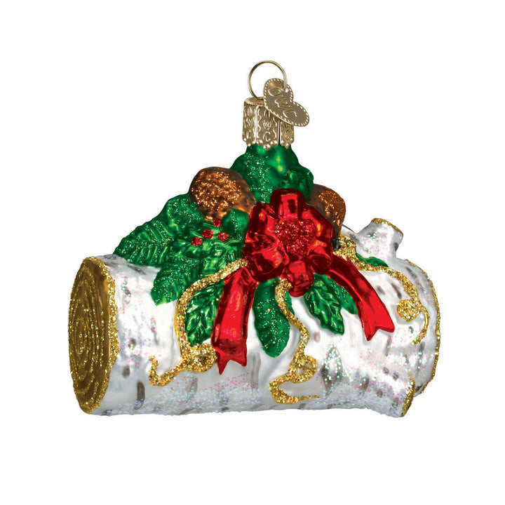 Old World Christmas Yule Log Blown Glass Ornament