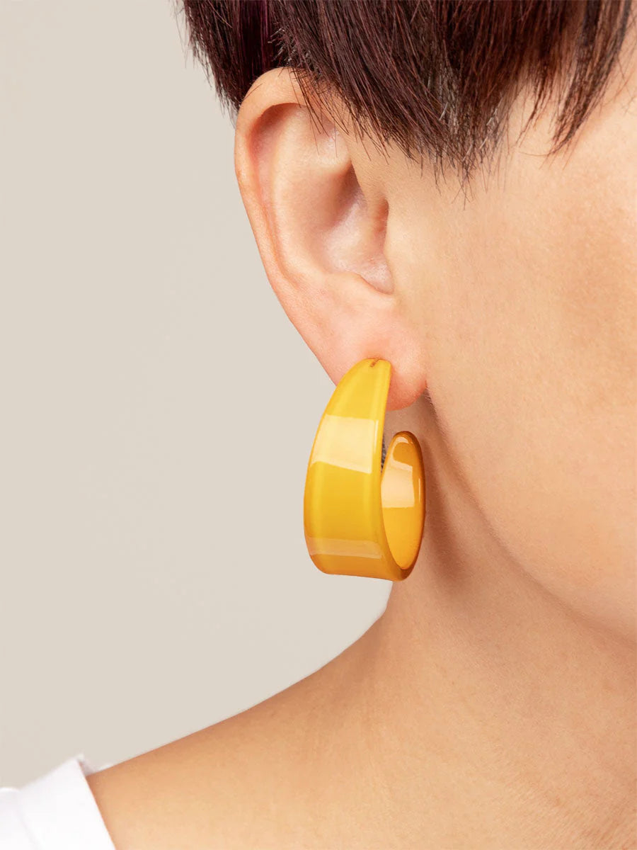 Chunky Resin Hoop Earrings- Yellow