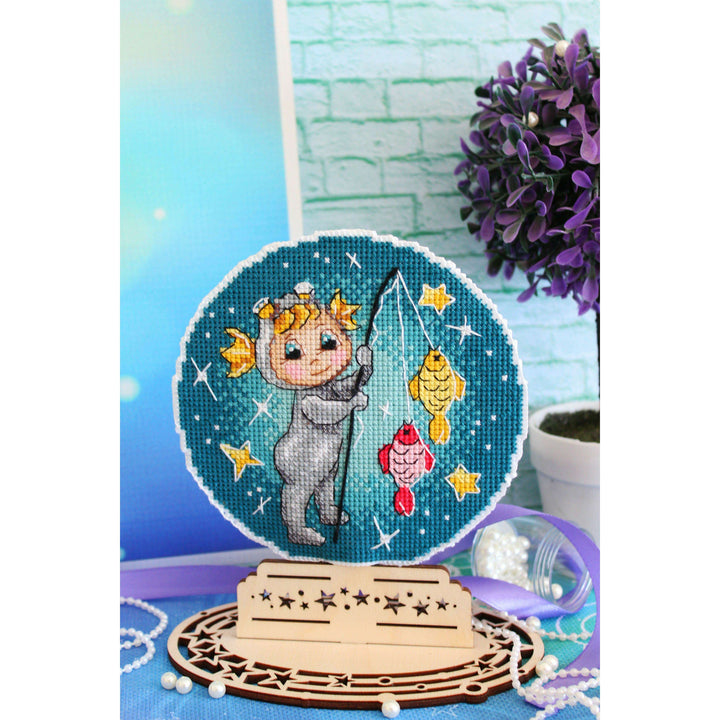 Zodiac Signs. Pisces SR-698 Plastic Canvas Counted Cross Stitch Kit