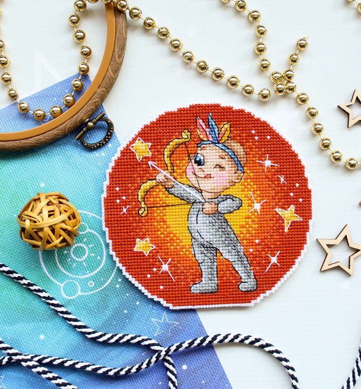 Zodiac Signs. Sagittarius SR-702 Plastic Canvas Counted Cross Stitch Kit