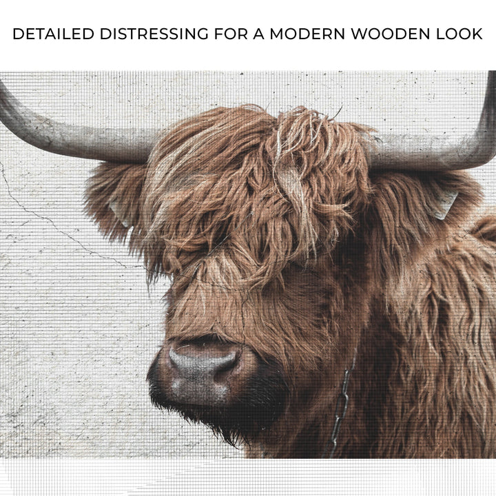 Natural Rustic Highland Cow Canvas Wall Art