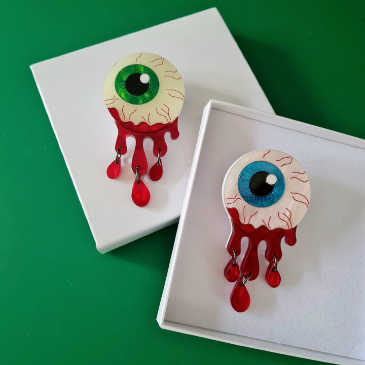 Zombie Halloween Eyeball Brooch by Cherryloco Jewellery 