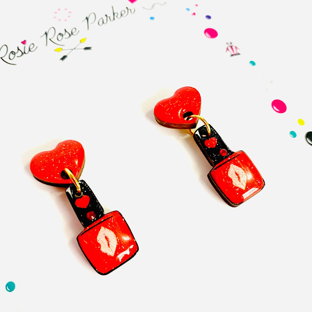 Valentine's Nail Polish Earrings by Rosie Rose Parker