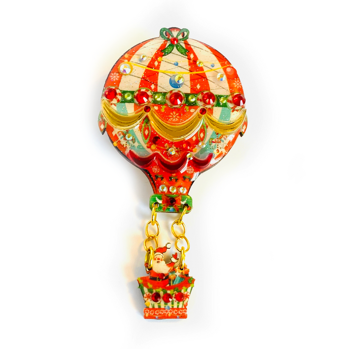 Christmas Hot Air Balloon Brooch by Rosie Rose Parker
