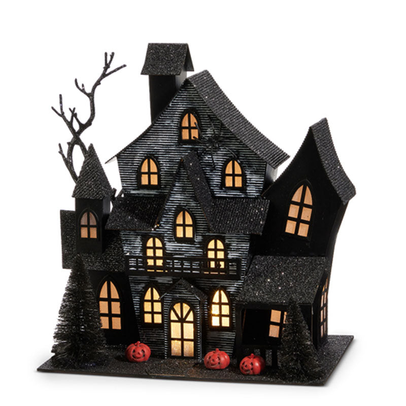 12.5" Lighted Black Haunted House  by Raz Imports image
