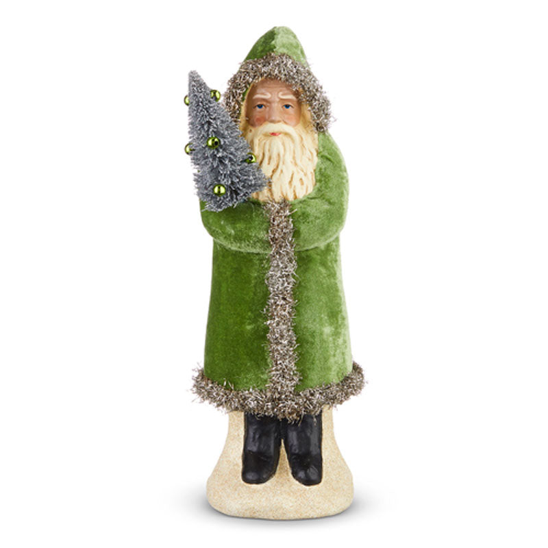 12" Green Velvet Santa  by Raz Imports image
