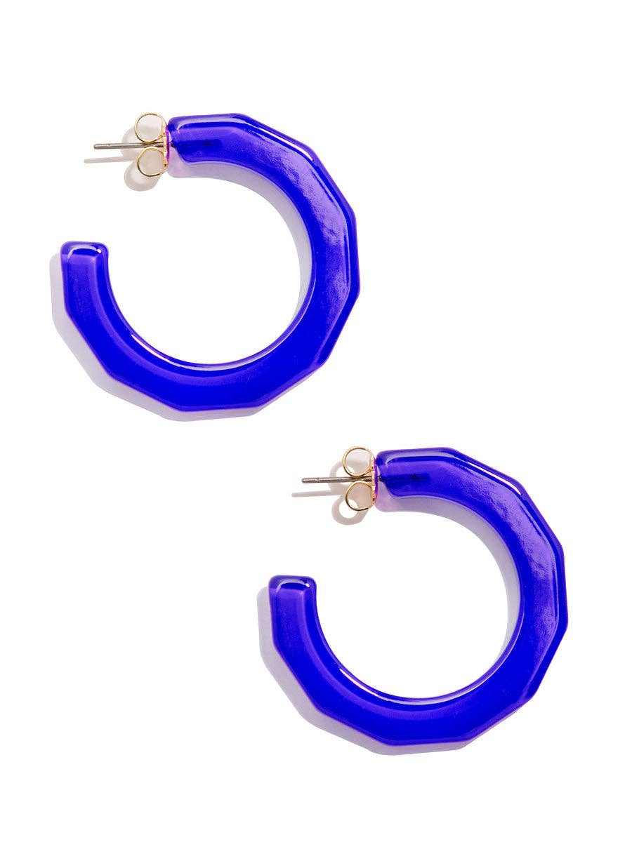 Textured Hoop Earring Cobalt