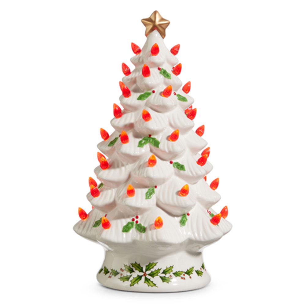 13" Lighted Vintage Holly Tree by Raz Imports