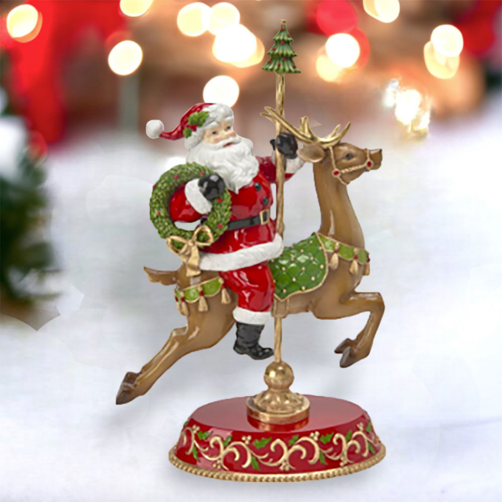 18" Santa On Deer Carousel by December Diamonds image