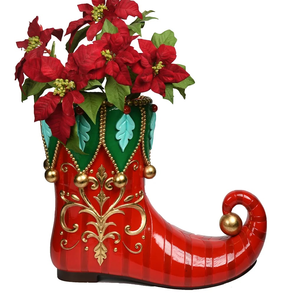 22" Retro Red Elf Shoe Planter by December Diamonds