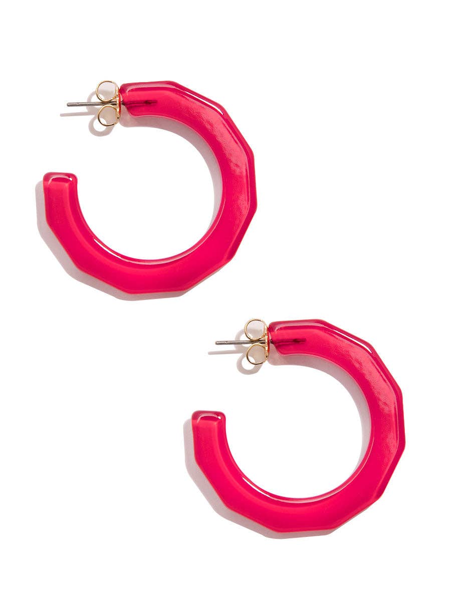 Textured Hoop Earring Hot Pink