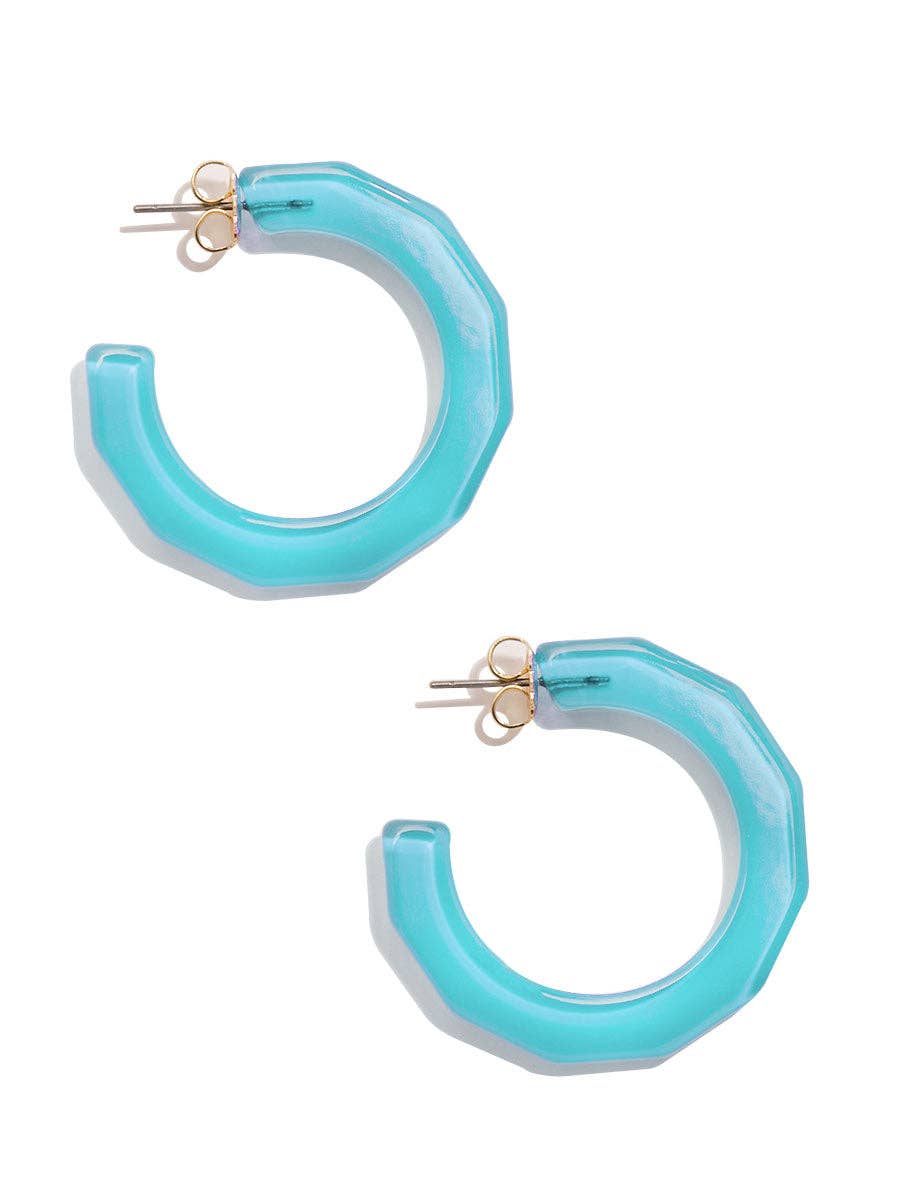 Textured Hoop Earring Neon Blue