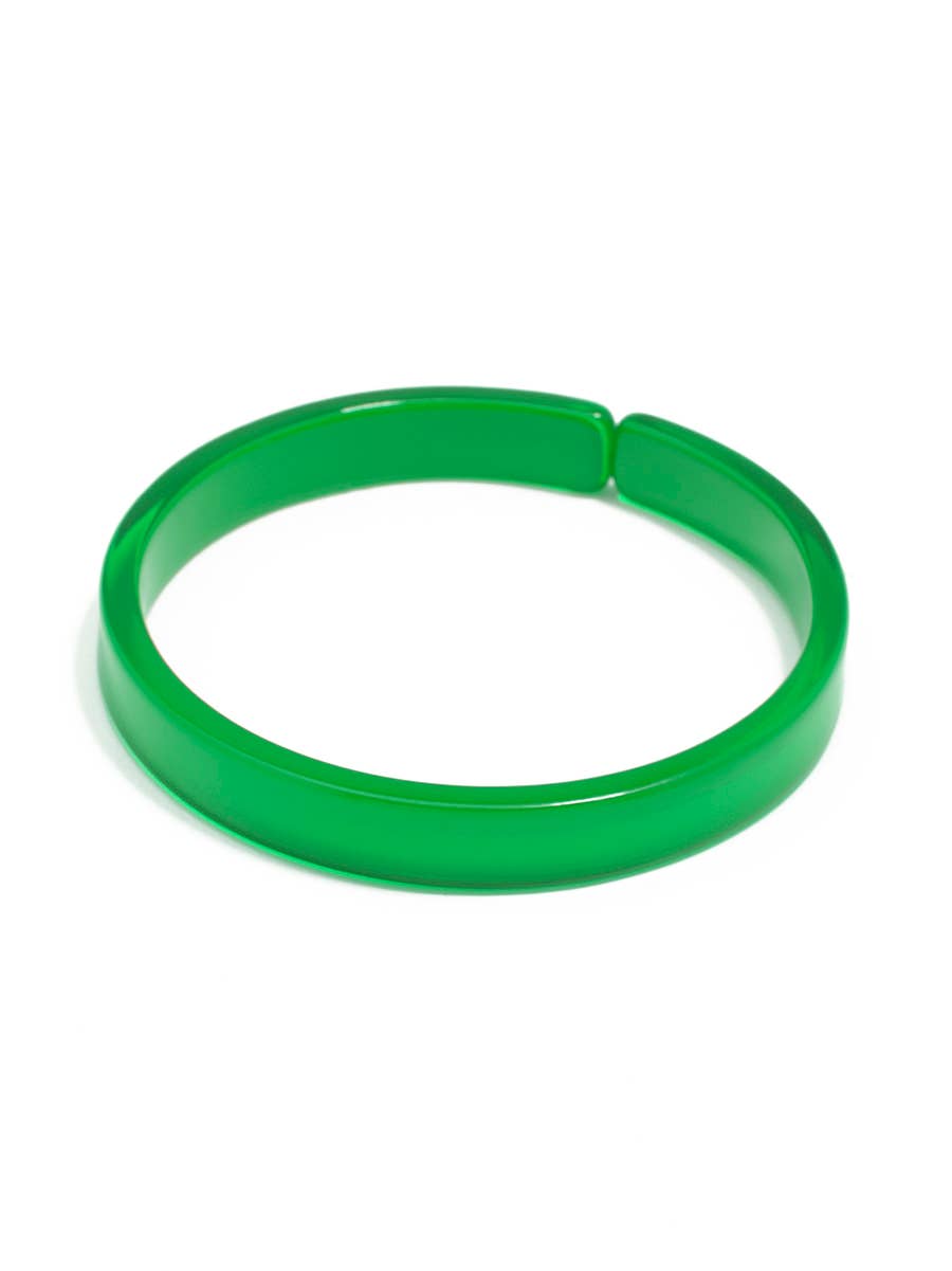 Resin Bangle Bracelet - GREEN Medium Width