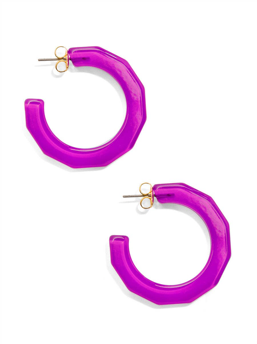 Small Textured Hoop Earring Purple
