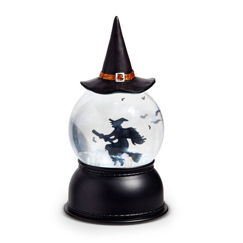 8" Flying Witch Lighted Swirling Bat Globe  by Raz Imports image