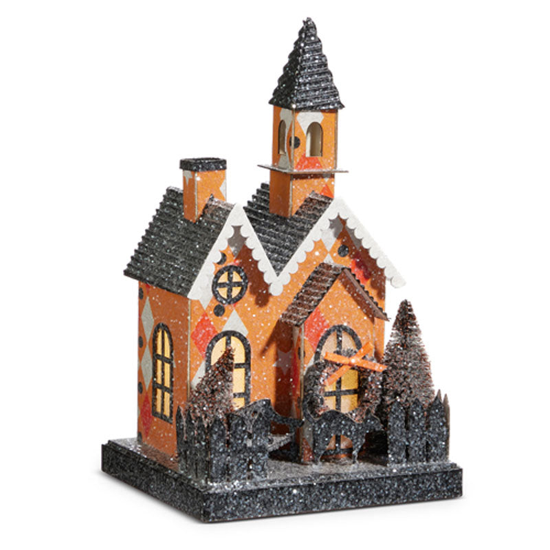 9.25" Lighted Halloween Party Church  by Raz Imports image