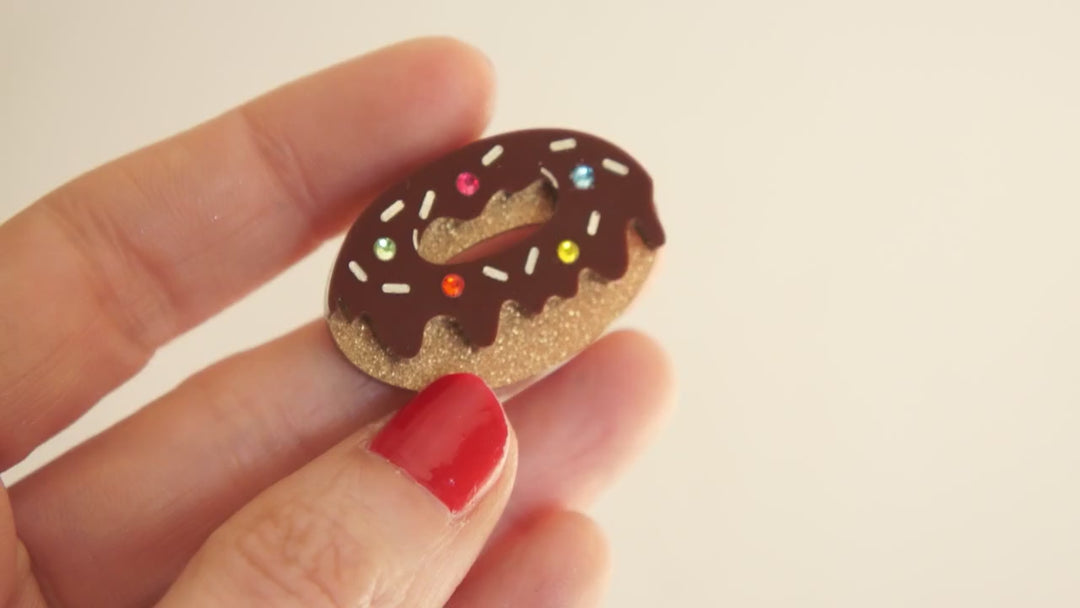 Chocolate Donut Brooch by LaliBlue