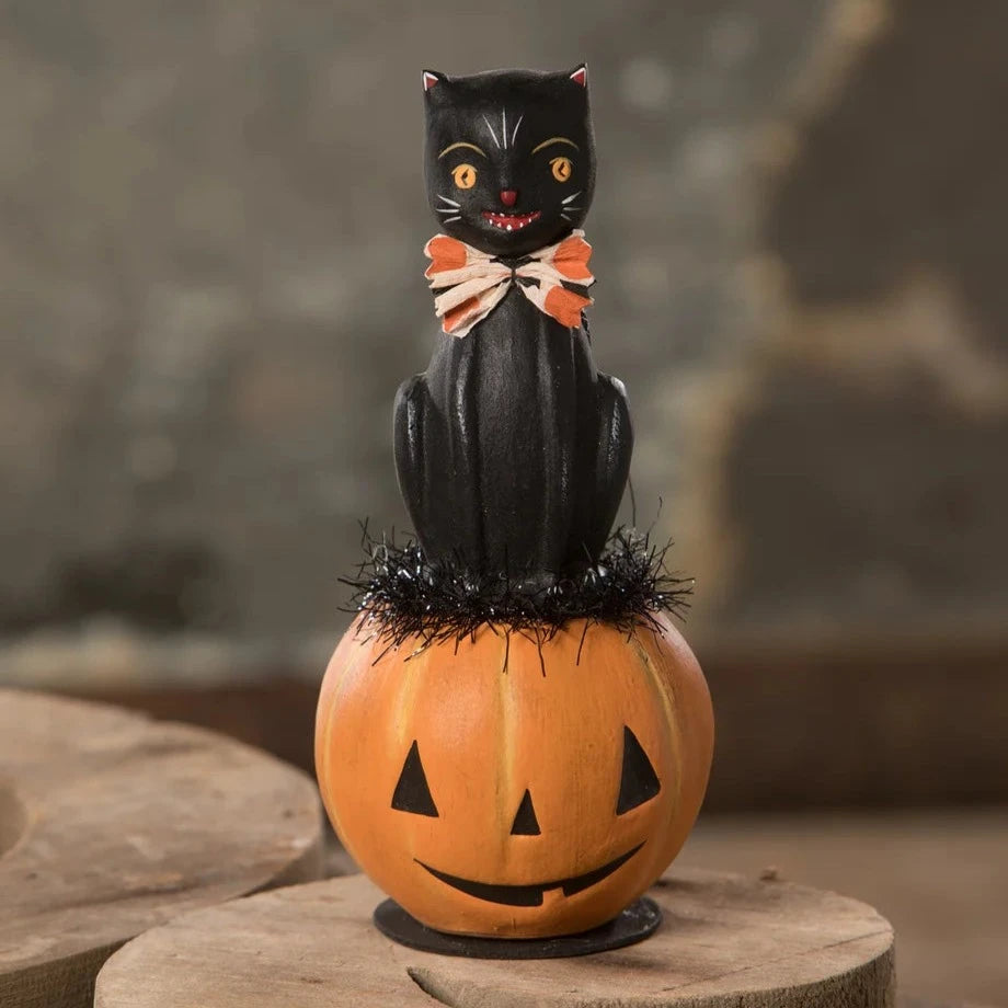 Kitty on Jack O'Lantern by Bethany Lowe - Quirks!