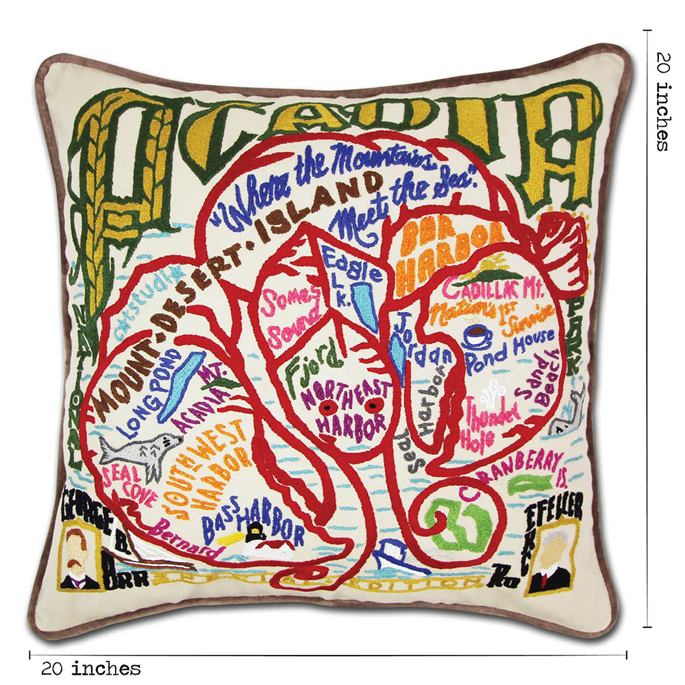 Acadia National Park Hand-Embroidered Pillow