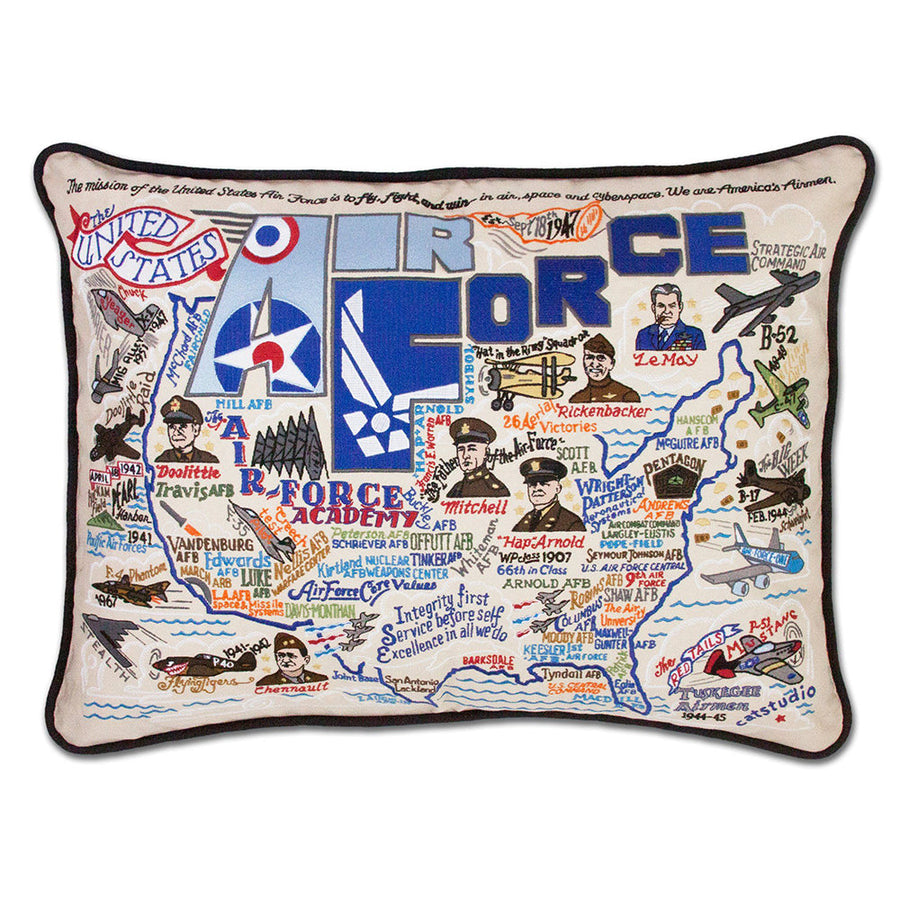 Air Force Large Hand-Embroidered Pillow