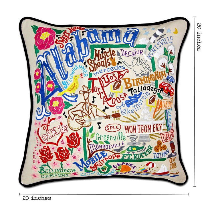 Alabama Hand-Embroidered Pillow