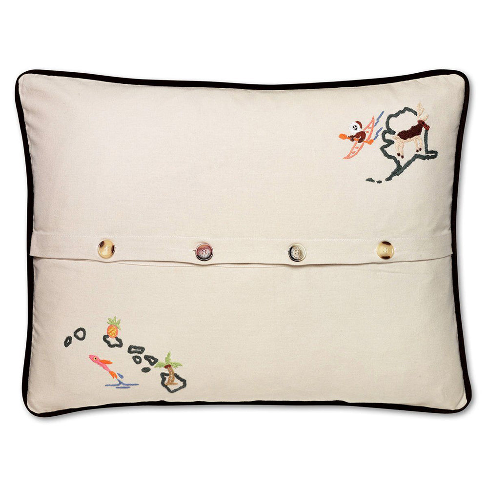 America XLarge Hand-Embroidered Pillow