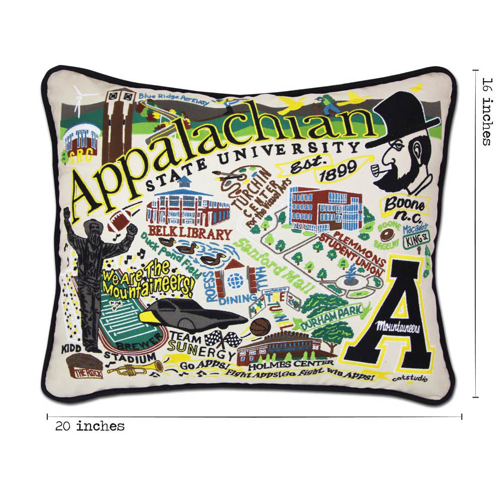 Appalachian State University Collegiate Embroidered Pillow by CatStudio