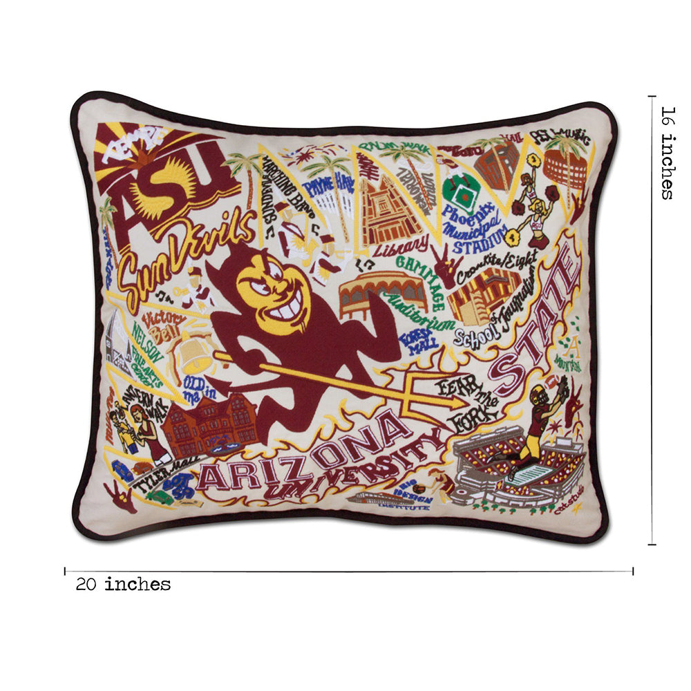 Arizona State University Collegiate Hand-Embroidered Pillow