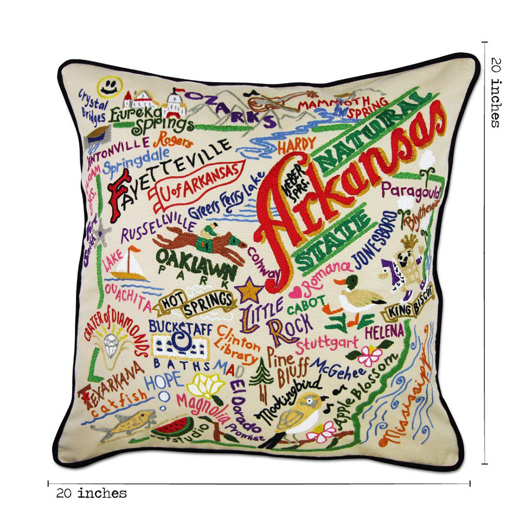 Arkansas Hand-Embroidered Pillow