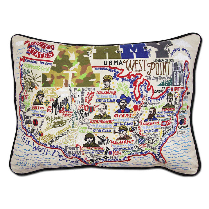 Army Large Hand-Embroidered Pillow