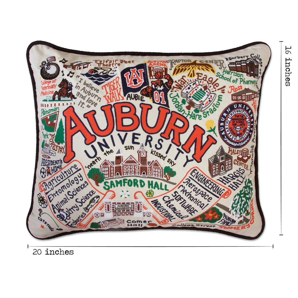 Auburn University Collegiate Hand-Embroidered Pillow