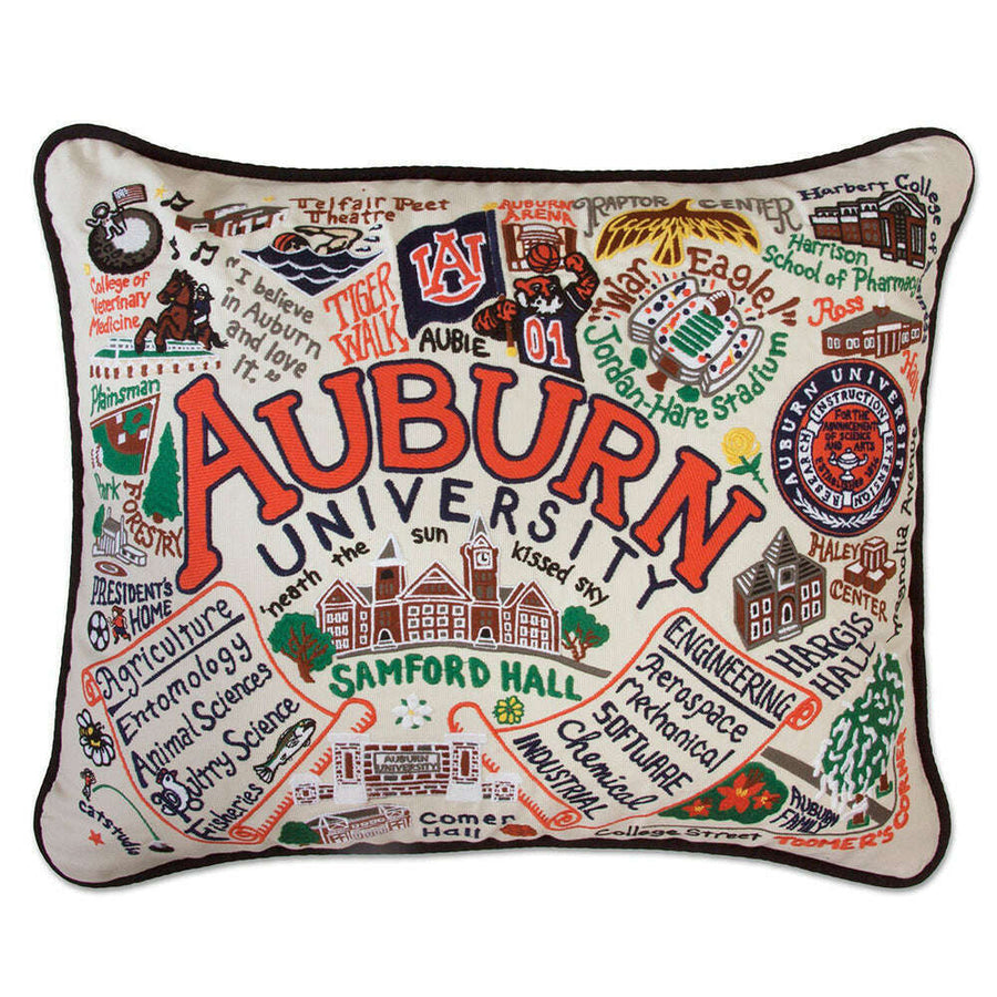 Auburn University Collegiate Hand-Embroidered Pillow