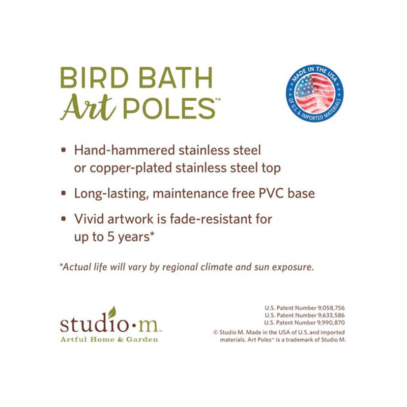 Bella Lisa Bird Bath Art Pole w/ST9025 Stainless Steel Topper by Studio M
