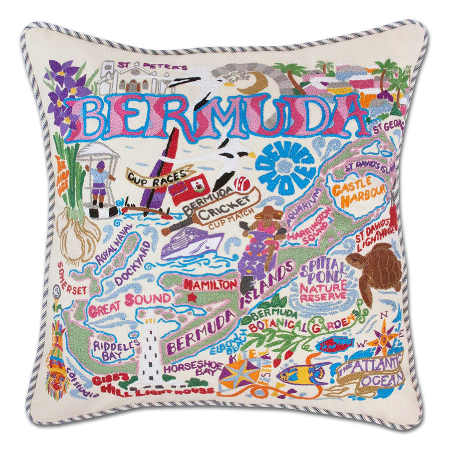 Bermuda Hand-Embroidered Pillow