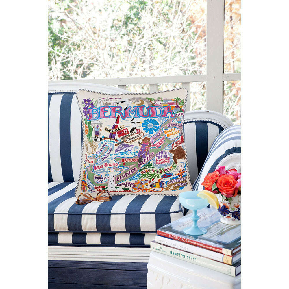 Bermuda Hand-Embroidered Pillow