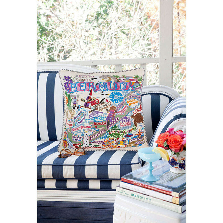 Bermuda Hand-Embroidered Pillow