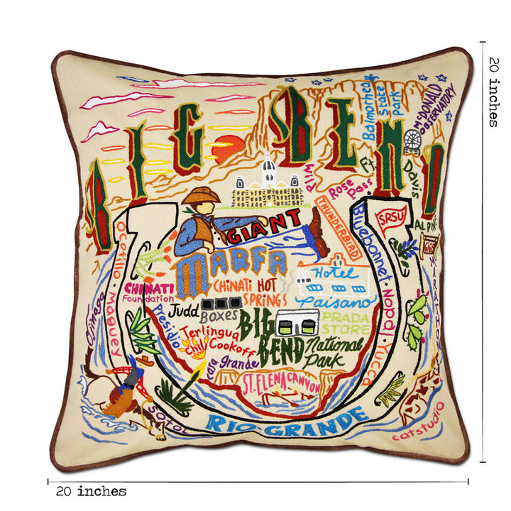 Big Bend Hand-Embroidered Pillow
