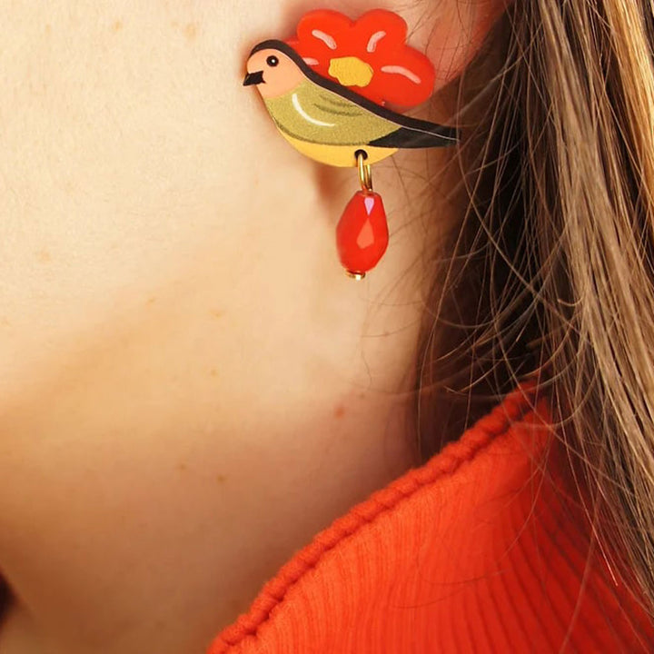 Bird and Flower Earrings by LaliBlue image 3