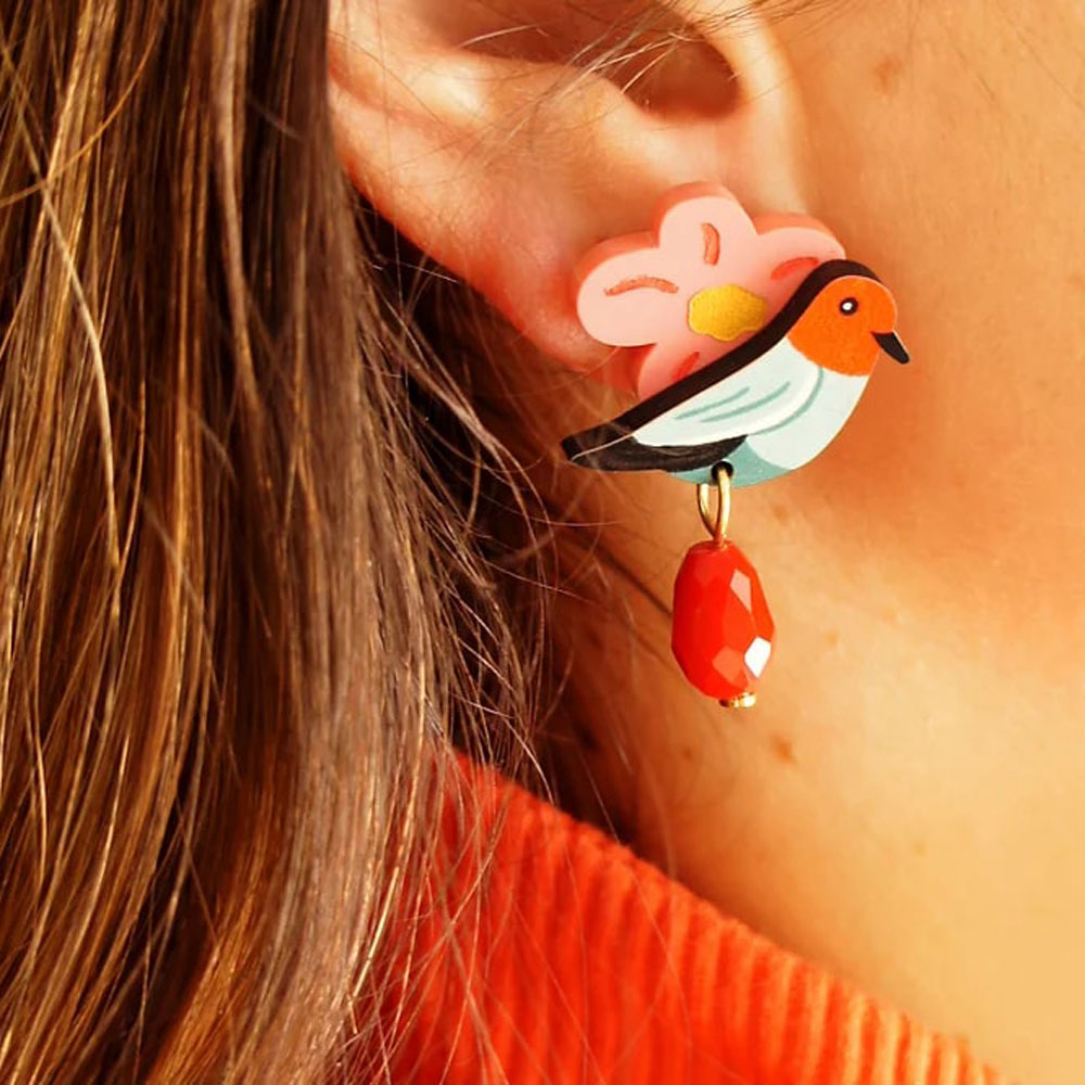 Bird and Flower Earrings by LaliBlue image 2