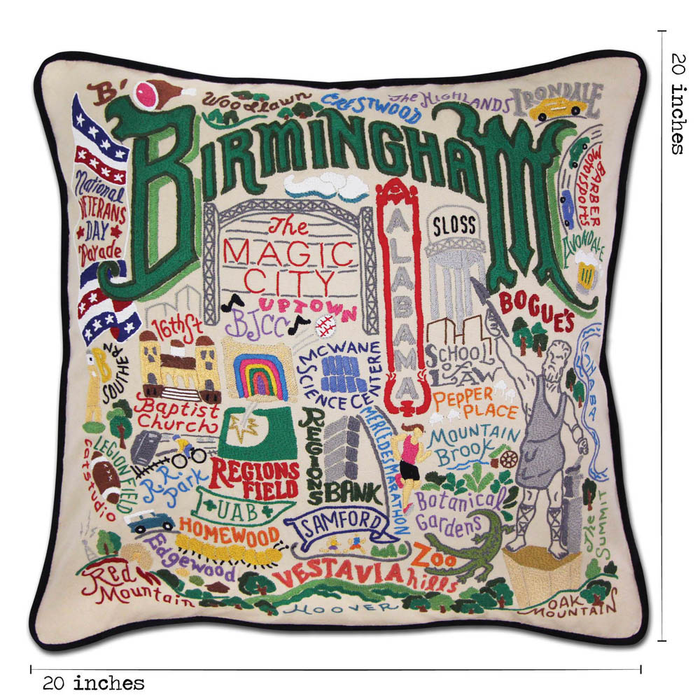 Birmingham Hand-Embroidered Pillow by CatStudio
