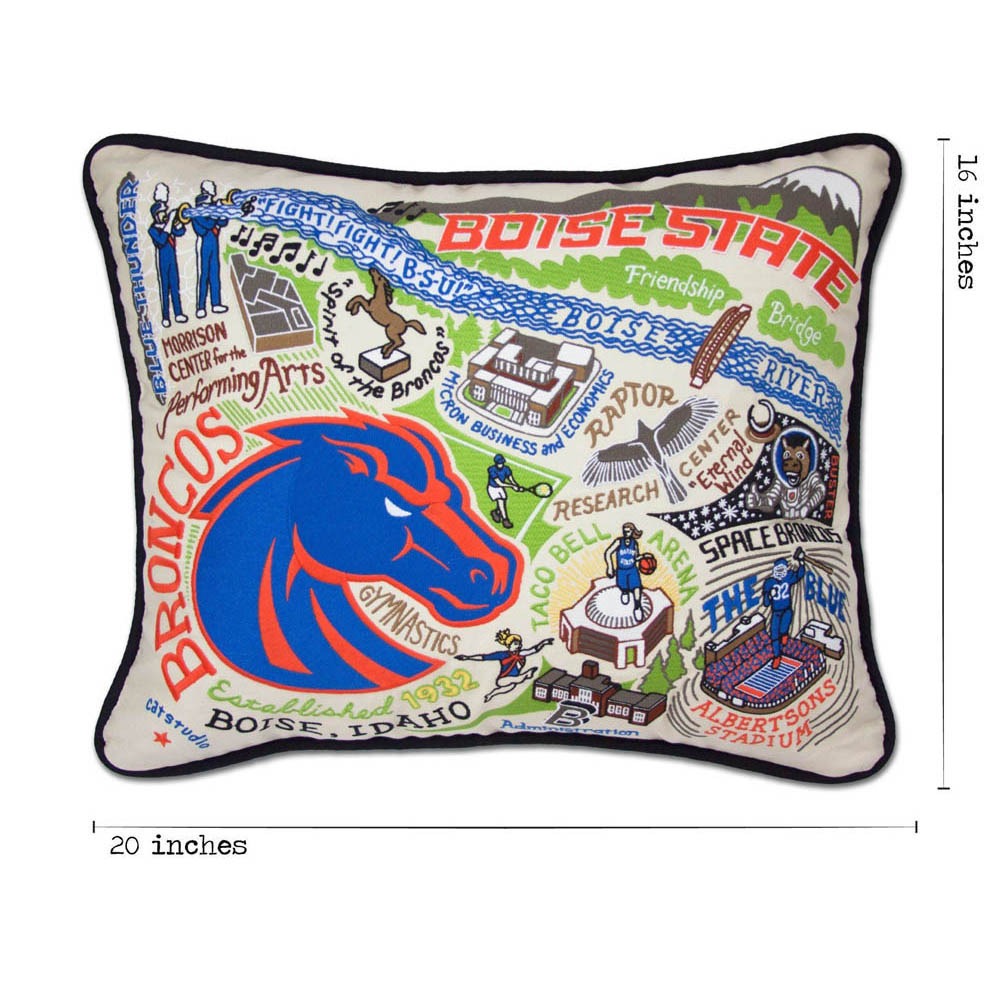 Boise State University Collegiate Embroidered Pillow by CatStudio